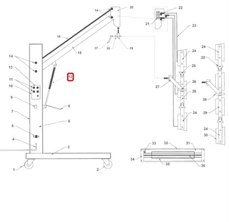 Gas Strut Only 3/4 4/4,5 KW (Without Lever)